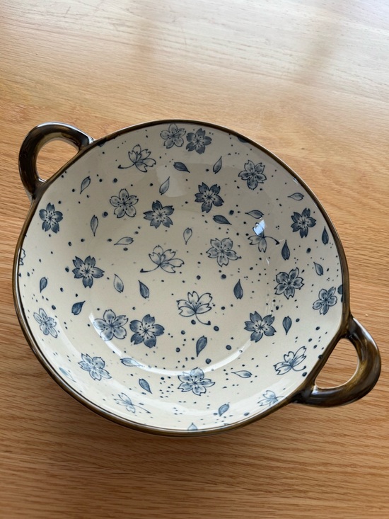 Japanese Ceramic Other - New! Japanese Ceramic Noodle Bowl With Handle in Blue Floral 24oz